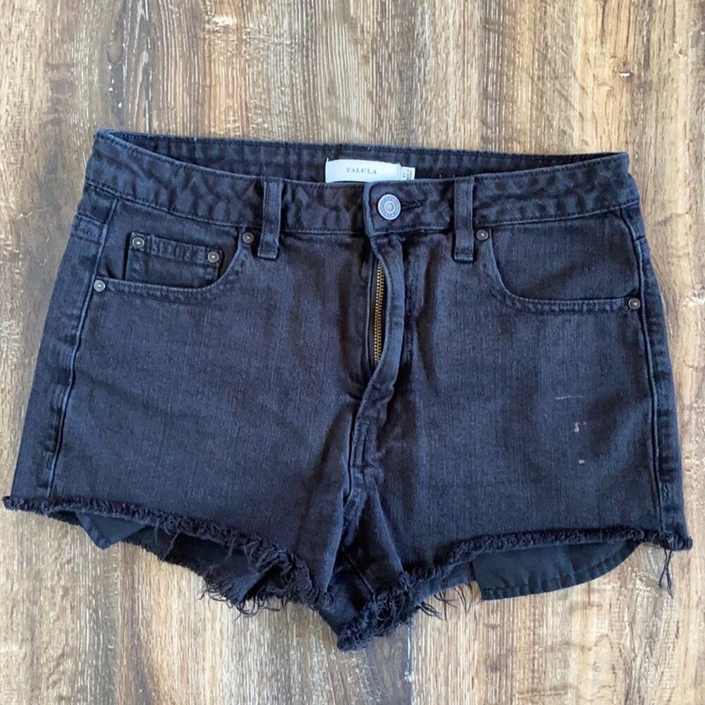 Talula Black Denim Cutoff High Rise Shorts Size 27